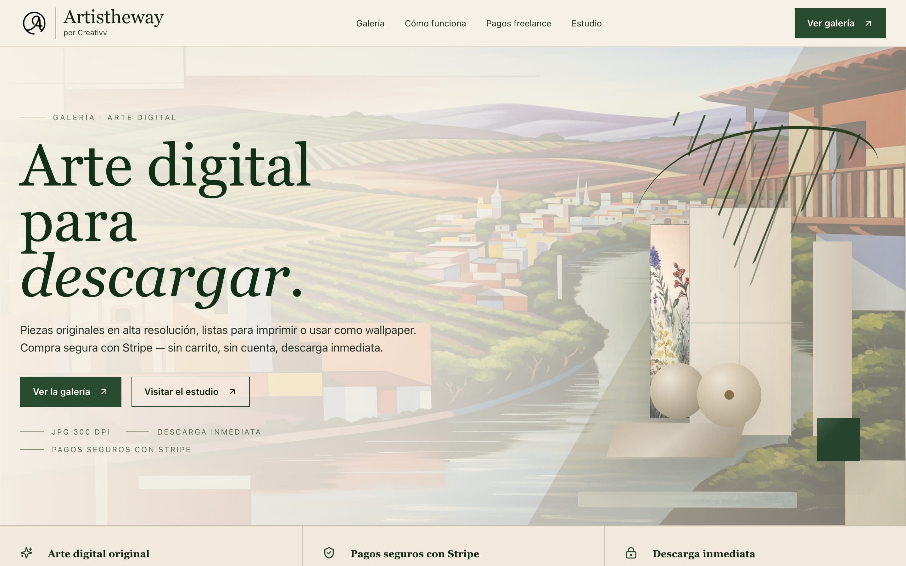 Home de Artistheway en desktop