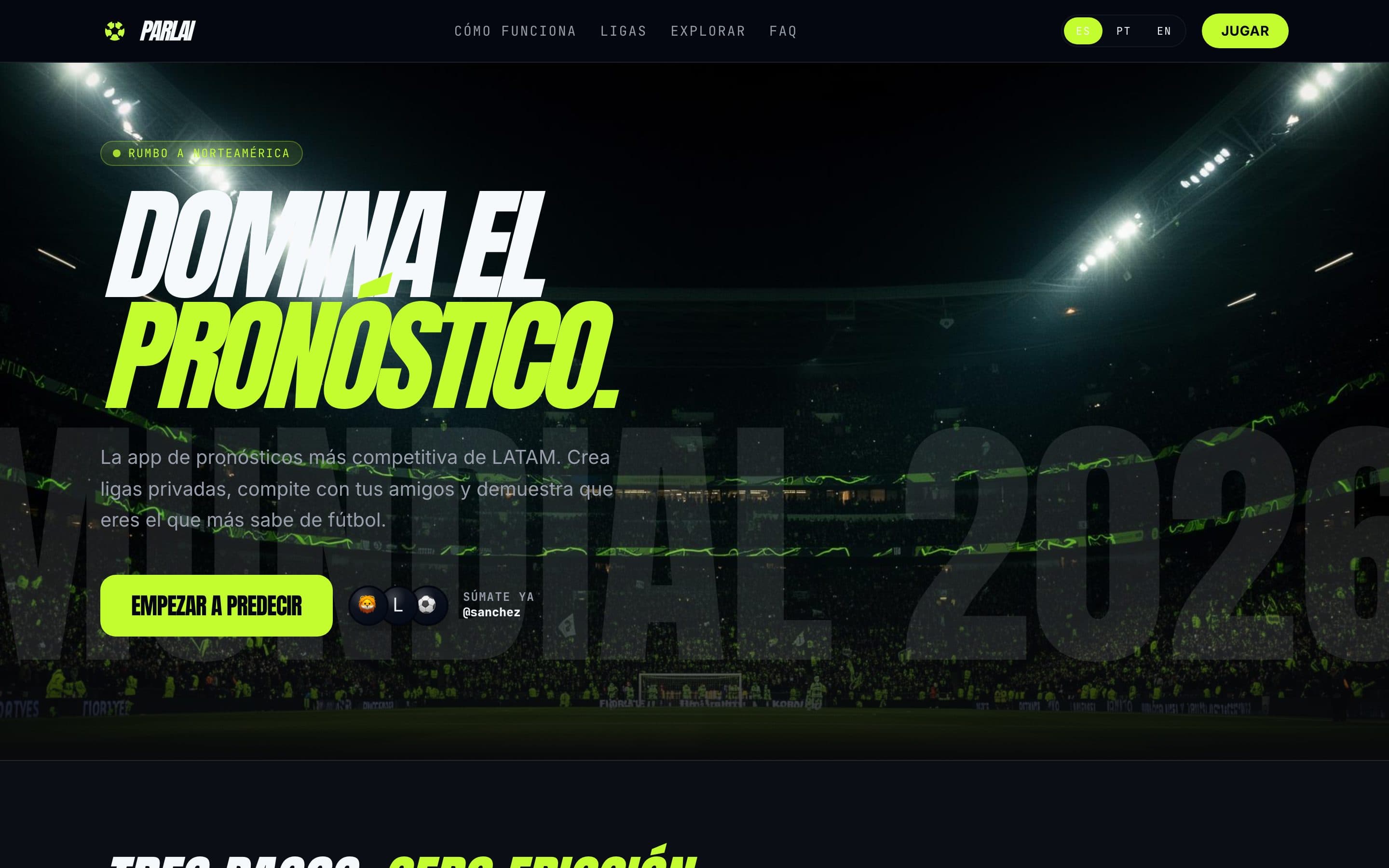 Pantalla de registro de Parlai Mundial
